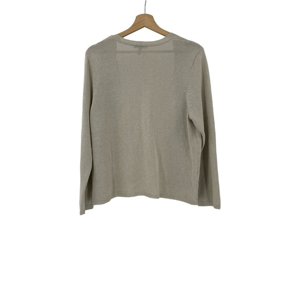 Eileen Fisher Recycled Cotton Metallic Thread Open Cardigan Sz L - Picture 8 of 12